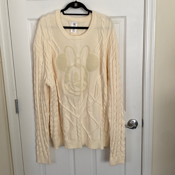 Disney Sweaters - NWT Disney Minnie Mouse Cream Cable Knit Sweater Unisex Size XXL - Flawed